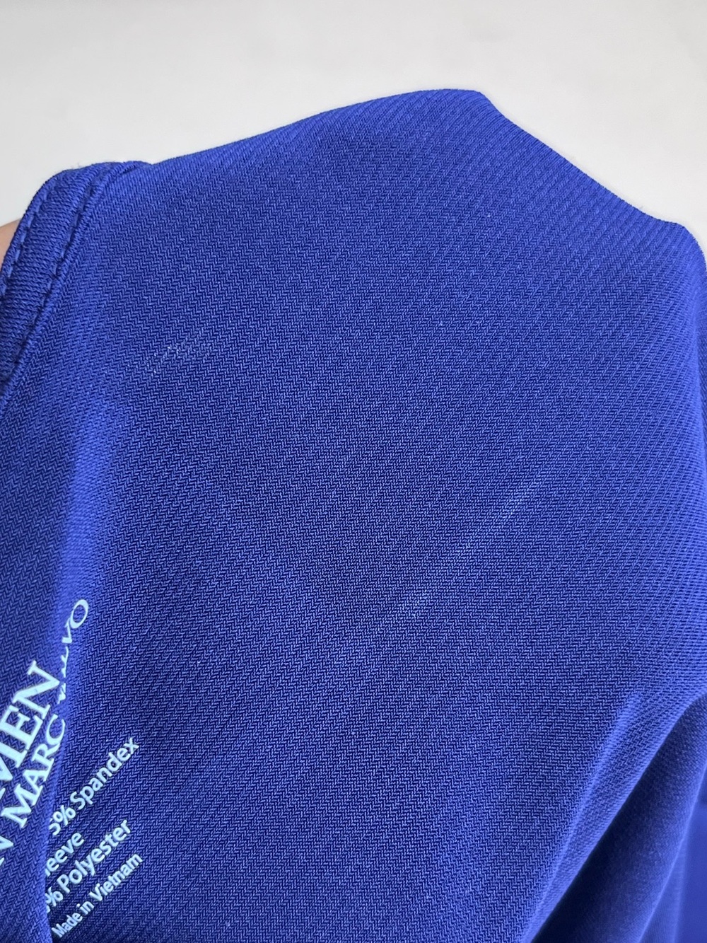 Royal Blue Sheer Bell-Sleeve V-Neck Faux Wrap Cocktail Evening Blouse Sz S - Picture 10 of 16